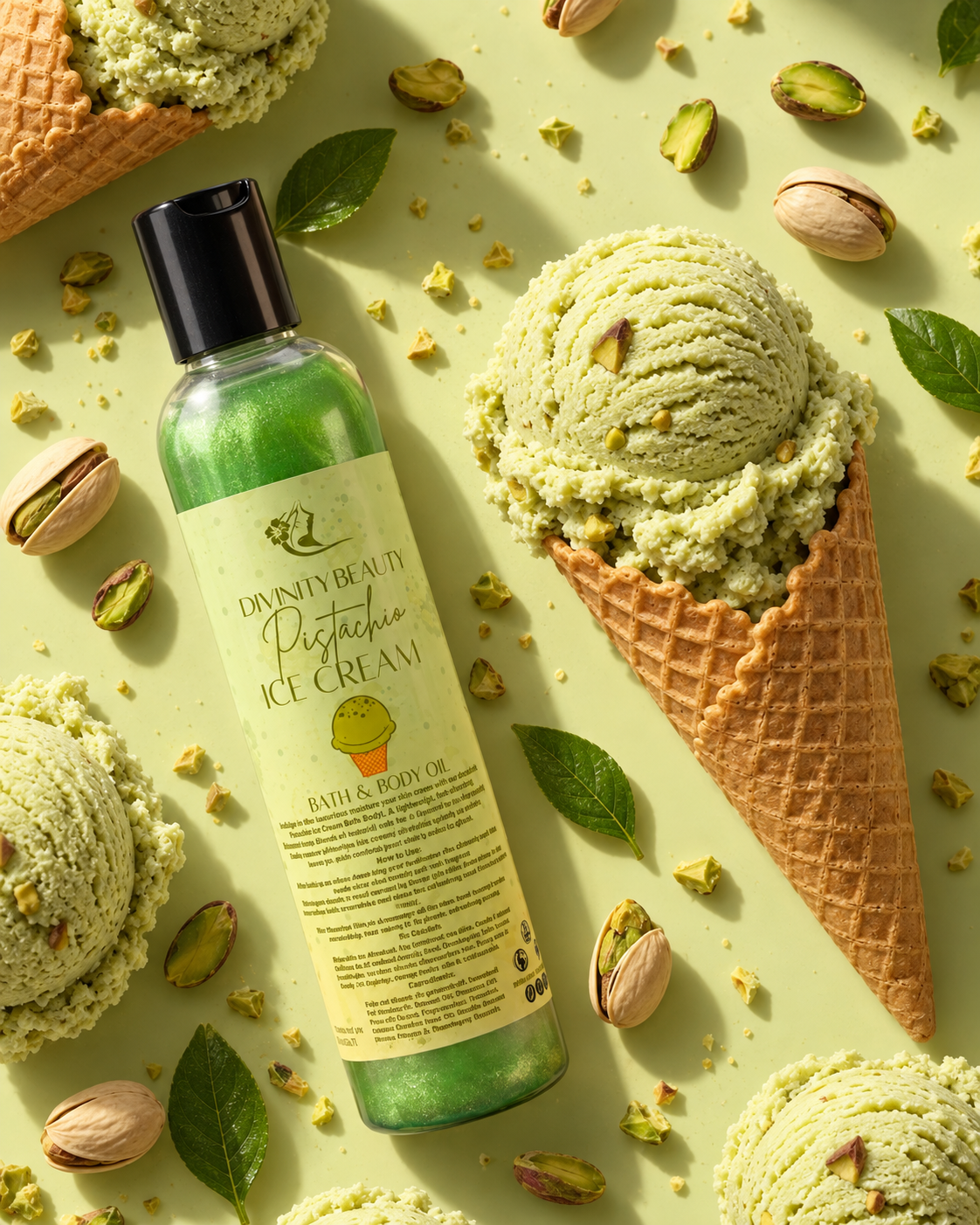 Aceite corporal y de baño de helado de pistacho