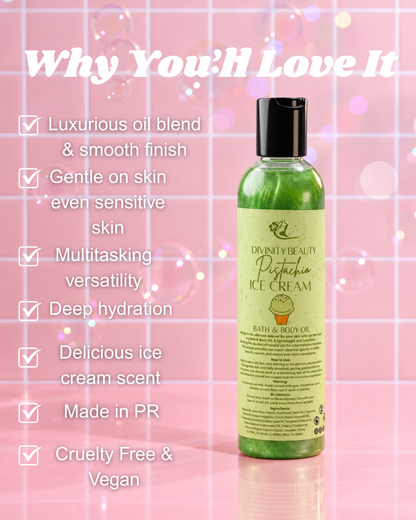 Aceite corporal y de baño de helado de pistacho